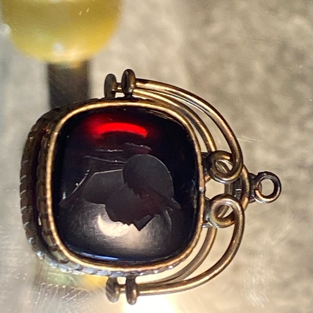 Yellow Gold Tiger Eye Victorian Fob Pendant 9k Carved Intaglio Antique Cameo